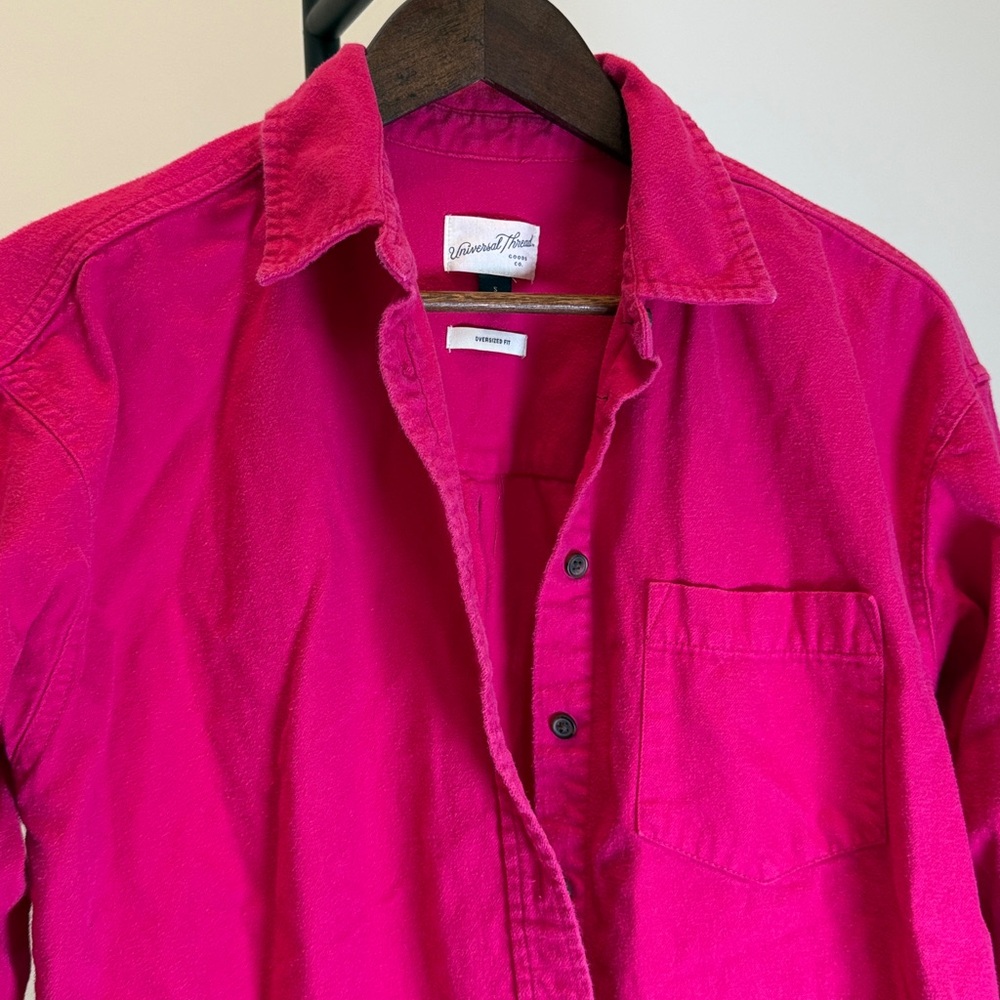 Universal Thread Fuchsia Oversized Button Down Sh… - image 3